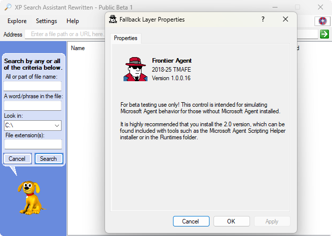 The program running in FCS mode as of Public Beta 1.