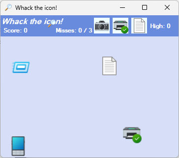 Whack-the-icon game as of Public Beta 1.